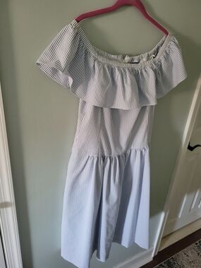 Ralph Lauren White Dress with Blue Pinstripes